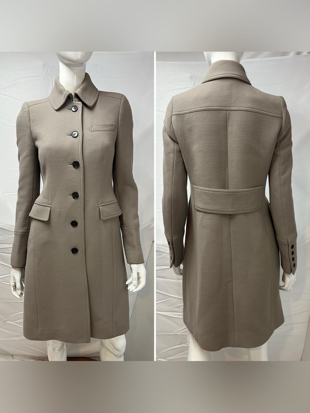 J.Crew Women’s 4 Double-cloth Metro Wool Taupe Pea Coat Lady Dove Gray Jacket